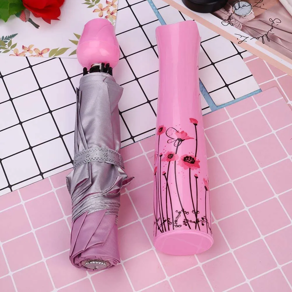 1644 Rose umbrella Lightweight Waterproof UV Protection Mini Folding Creative Rose Flower Case