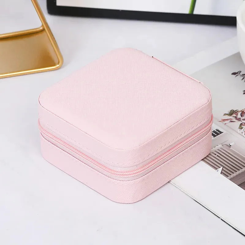 1pcs Mini Jewelry Organizer Display Travel Jewelry Zipper Case Boxes Earrings Necklace Ring Portable Jewelry Box Leather Storage