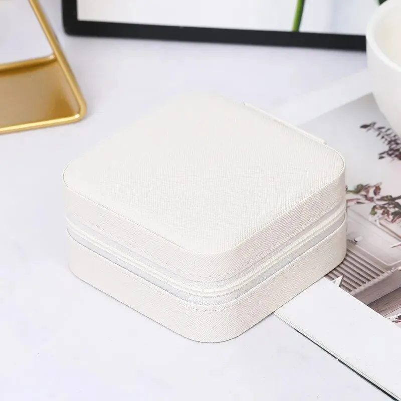 1pcs Mini Jewelry Organizer Display Travel Jewelry Zipper Case Boxes Earrings Necklace Ring Portable Jewelry Box Leather Storage