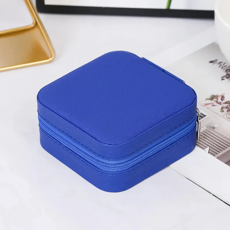 1pcs Mini Jewelry Organizer Display Travel Jewelry Zipper Case Boxes Earrings Necklace Ring Portable Jewelry Box Leather Storage