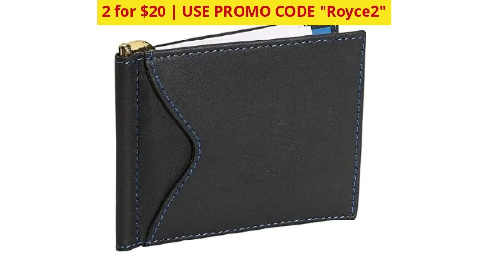 2 for $20: Royce New York Premium Leather Card Case with Money Clip - Ships Quick!