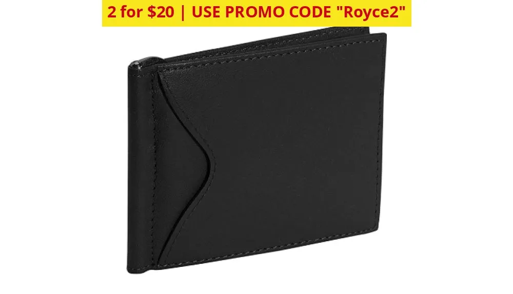 2 for $20: Royce New York Premium Leather Card Case with Money Clip - Ships Quick!