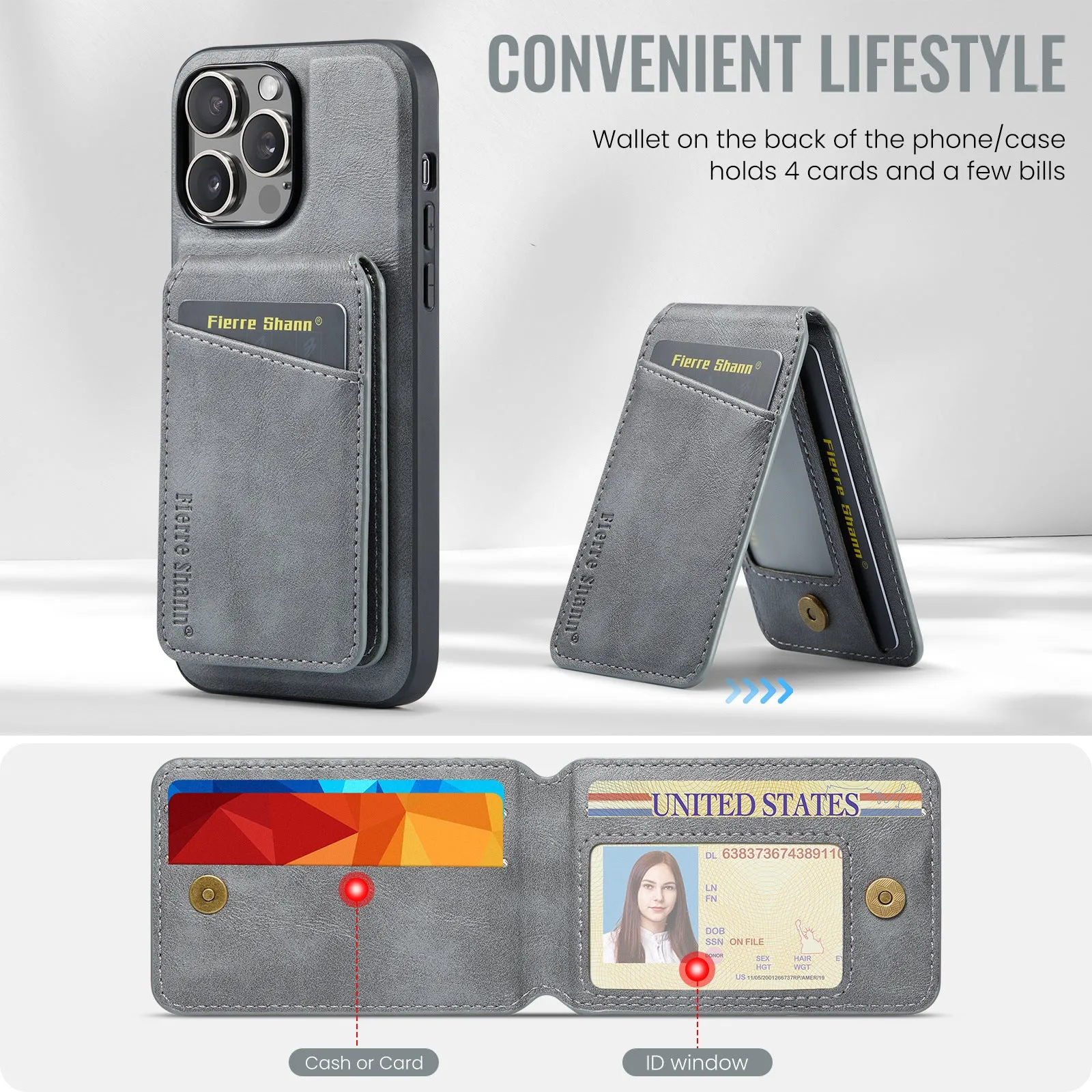 2 In 1 Magnetic Leather Phone Case With Card Holderc For iPhone