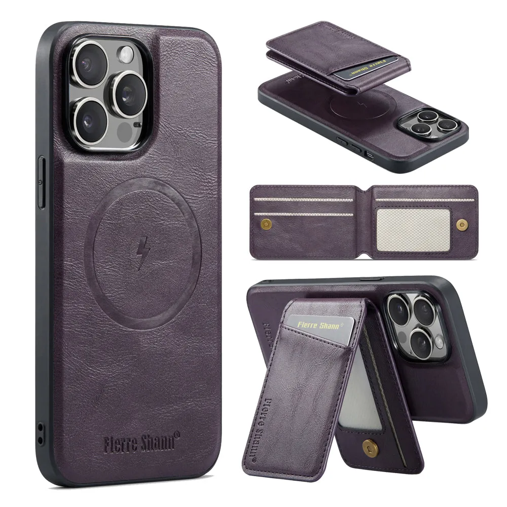 2 In 1 Magnetic Leather Phone Case With Card Holderc For iPhone