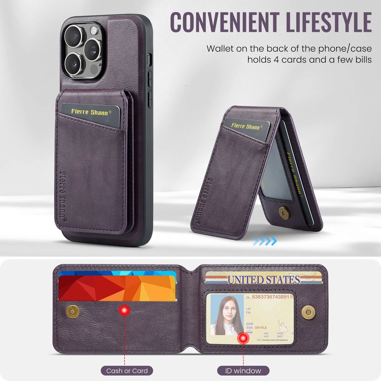 2 In 1 Magnetic Leather Phone Case With Card Holderc For iPhone