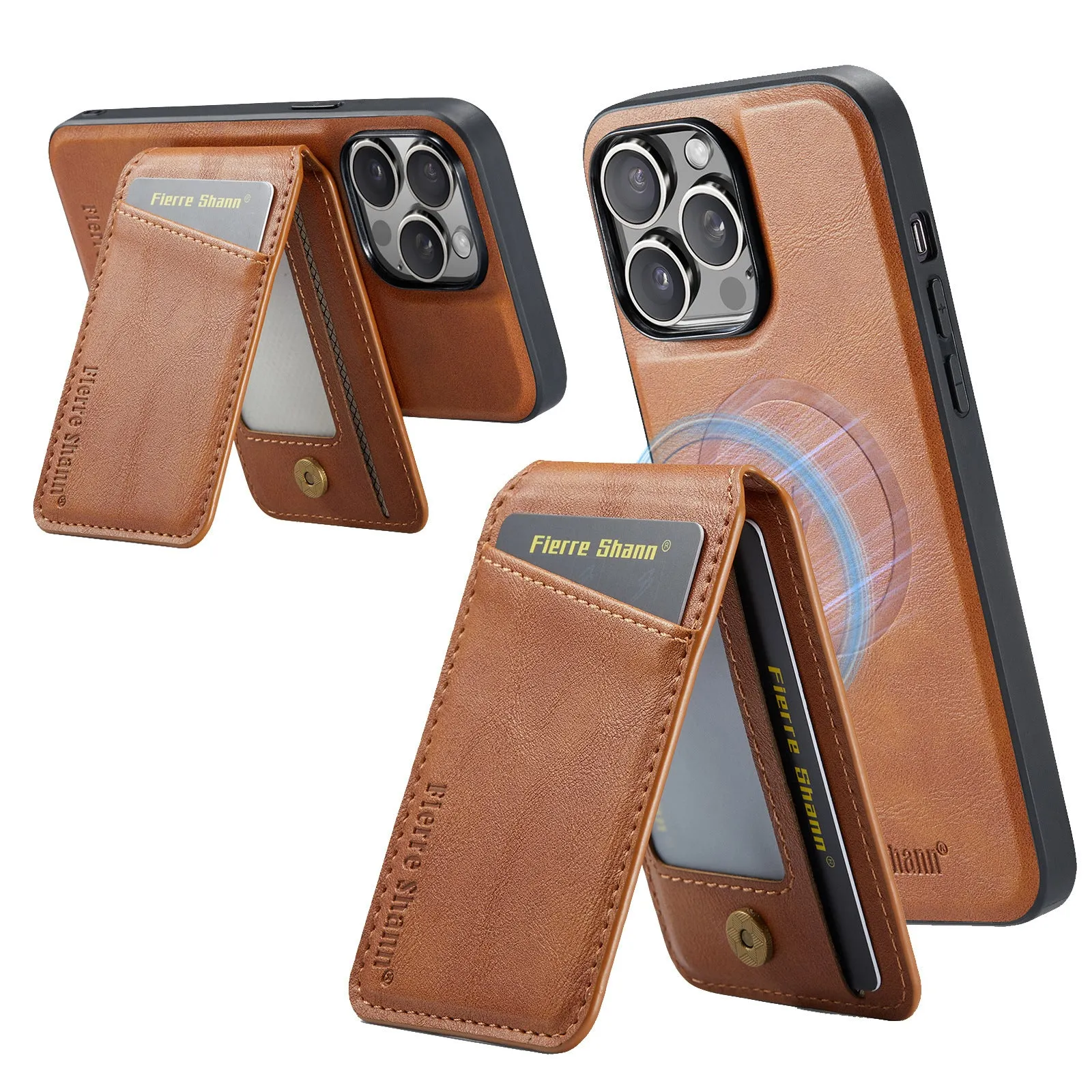 2 In 1 Magnetic Leather Phone Case With Card Holderc For iPhone