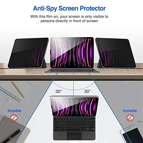 (2 Pack) iPad Pro 12.9" 3rd Gen/ 4th Gen/ 5th Gen/ 6th Gen Privacy Tempered Glass Screen Protector | ProCase