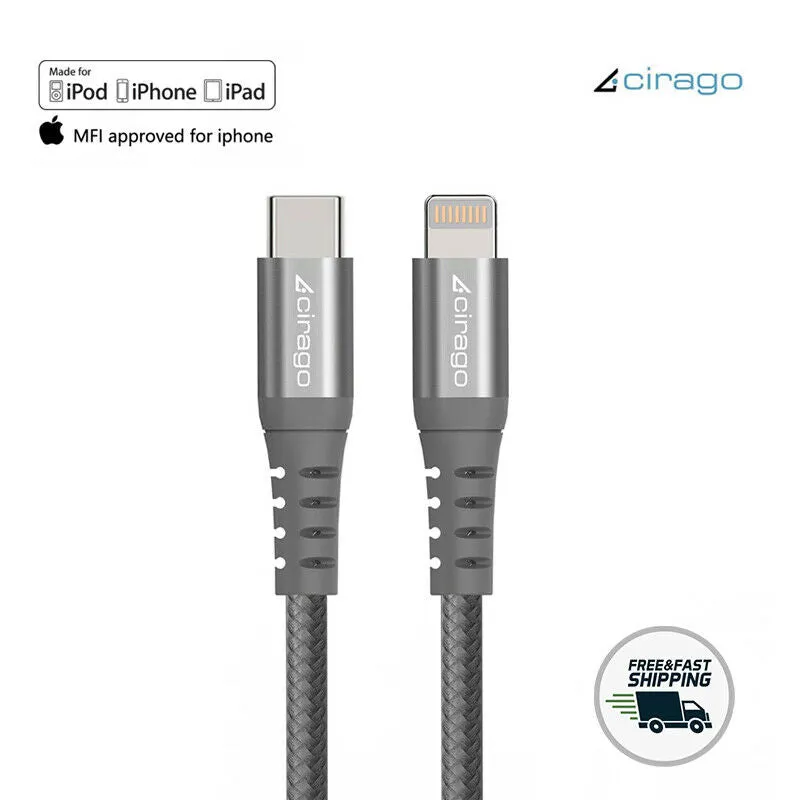 2Pack MFi Certified 4ft USB-C to Lightning Fast Charge Data Sync/Charging Cable