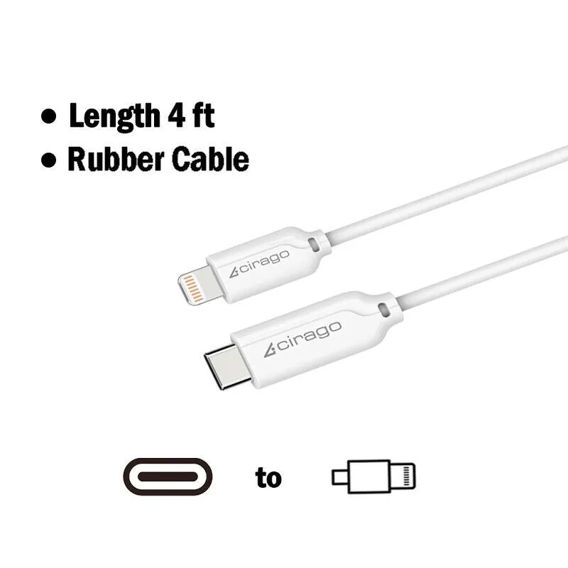 2Pack MFi Certified 4ft USB-C to Lightning Fast Charge Data Sync/Charging Cable