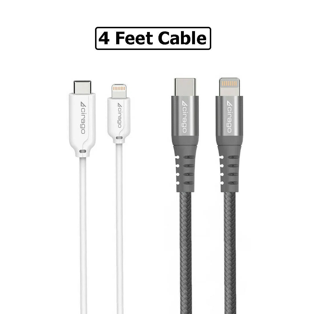 2Pack MFi Certified 4ft USB-C to Lightning Fast Charge Data Sync/Charging Cable