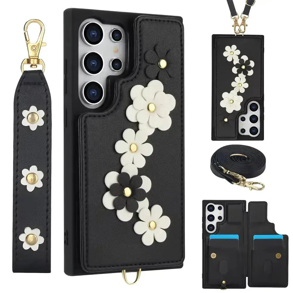 3 in 1 Crossbody Floral Phone Case (For Samsung)