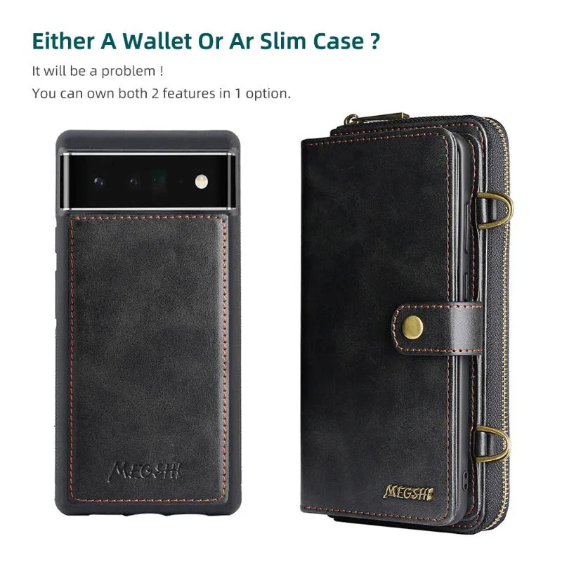 3 in 1 Shoulder Strap Magnetic Holder Wallet Phone Case With Cards Slot For Google Pixel 87