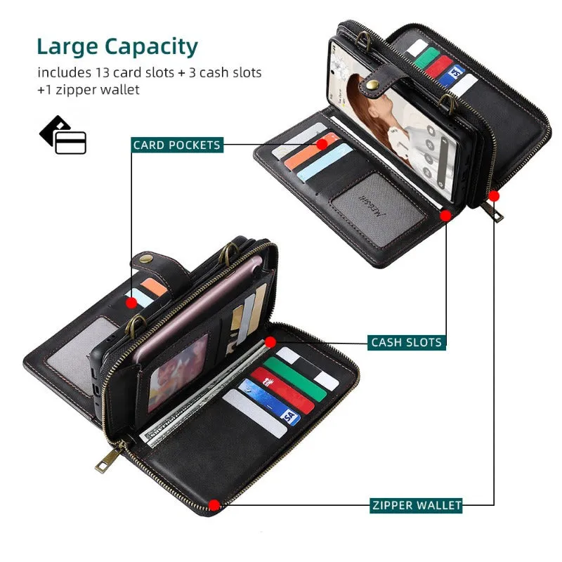 3 in 1 Shoulder Strap Magnetic Holder Wallet Phone Case With Cards Slot For Google Pixel 87