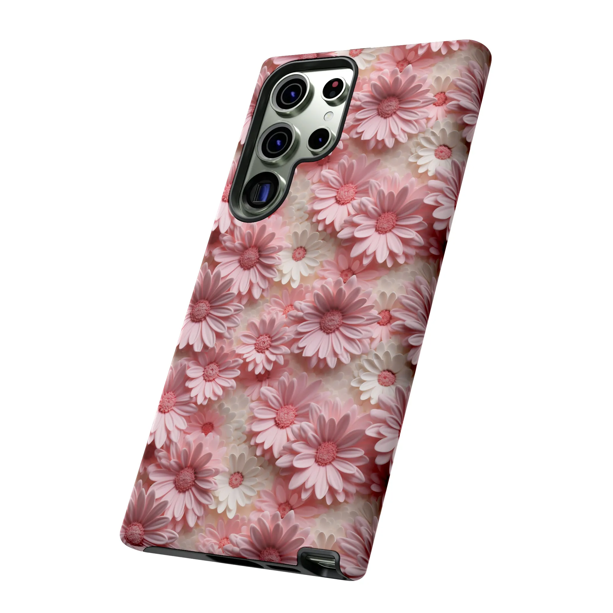 3D Pink and White Daisies print design Tough Phone Case compatible with a large variety of Samsung models