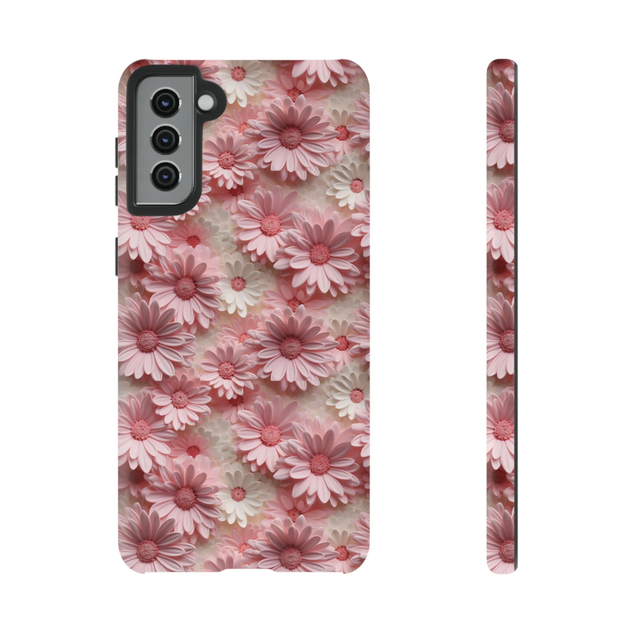 3D Pink and White Daisies print design Tough Phone Case compatible with a large variety of Samsung models