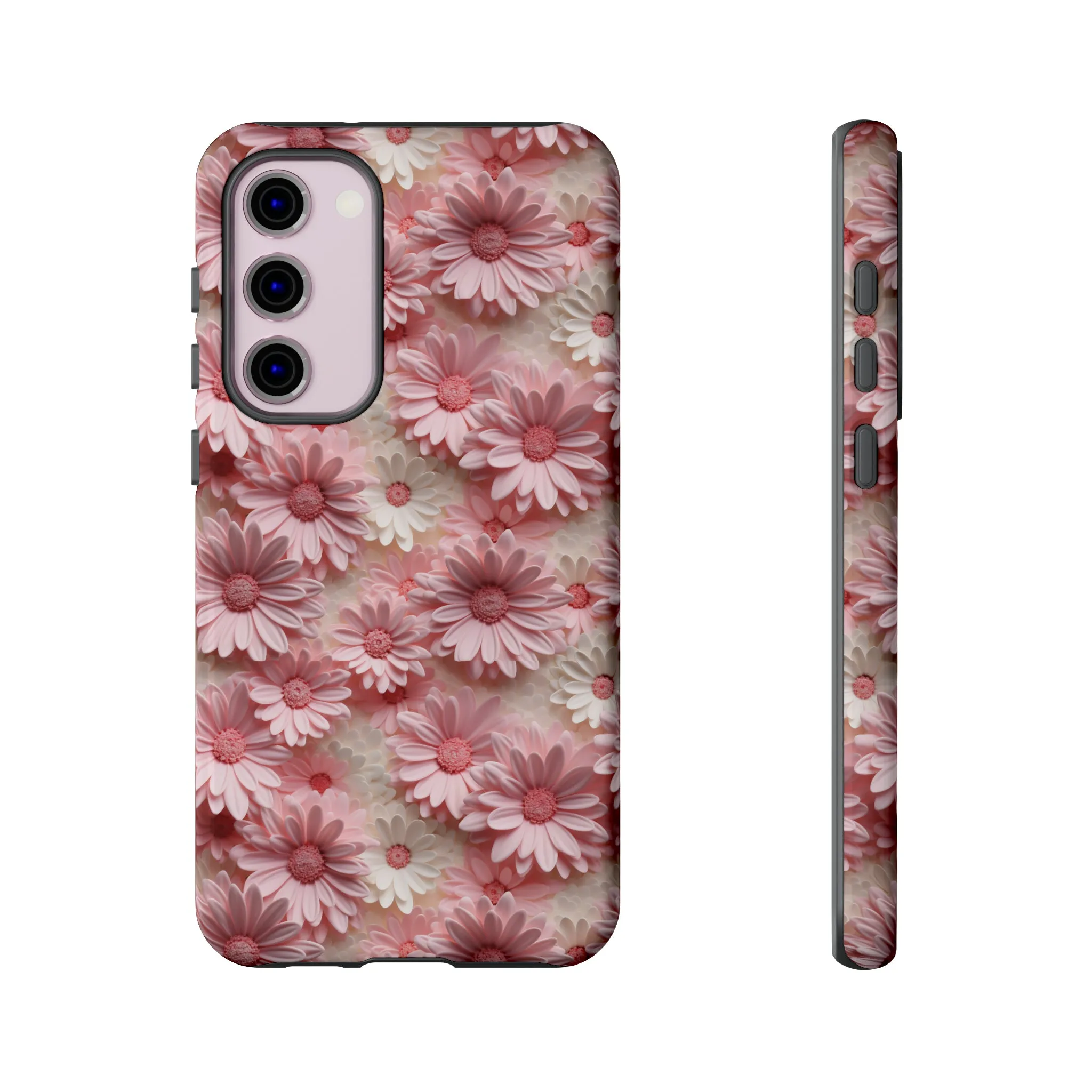 3D Pink and White Daisies print design Tough Phone Case compatible with a large variety of Samsung models