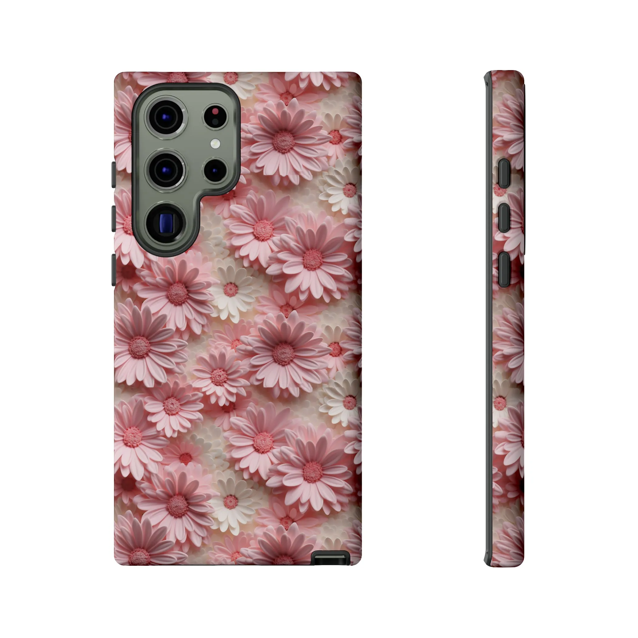 3D Pink and White Daisies print design Tough Phone Case compatible with a large variety of Samsung models