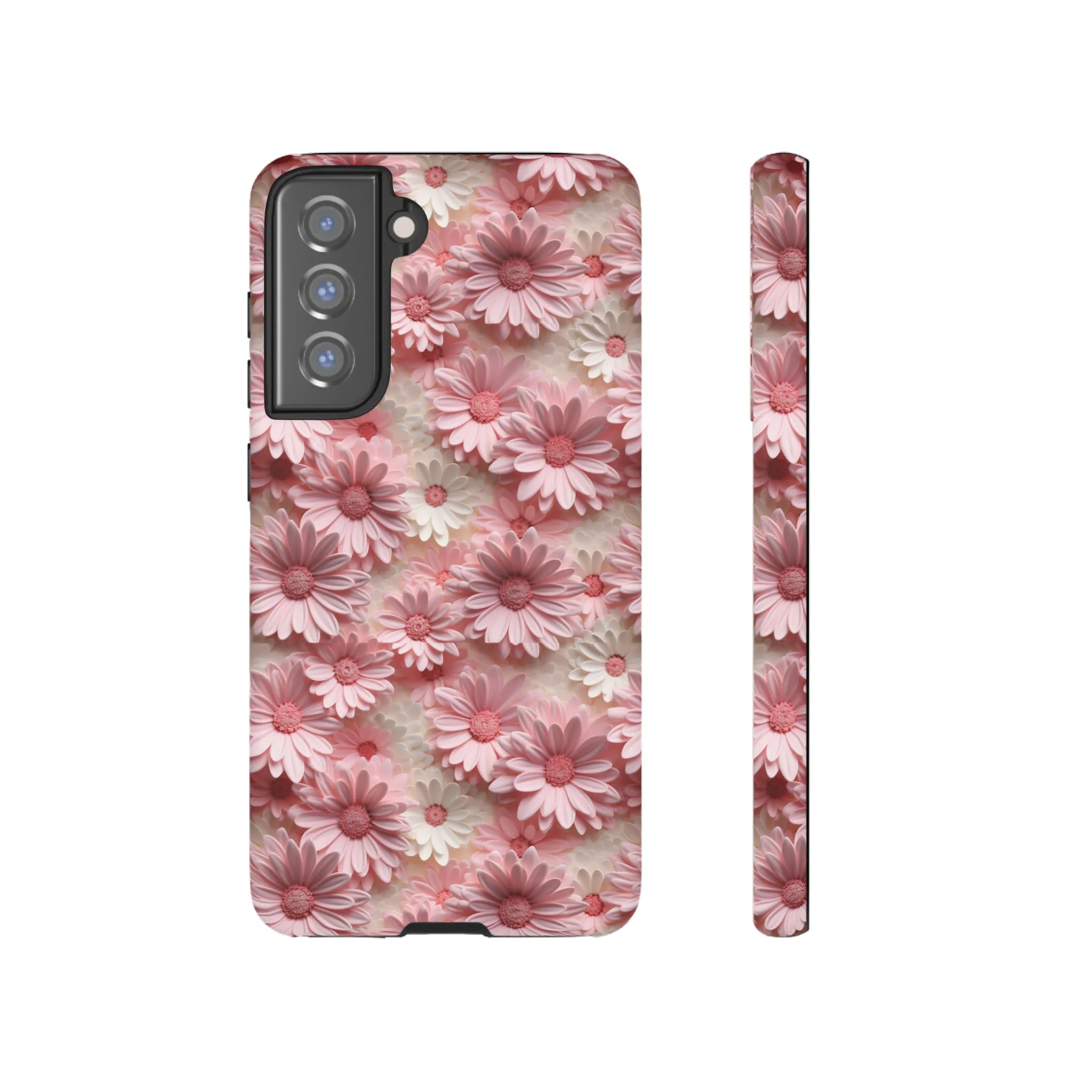 3D Pink and White Daisies print design Tough Phone Case compatible with a large variety of Samsung models