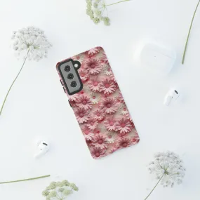 3D Pink and White Daisies print design Tough Phone Case compatible with a large variety of Samsung models