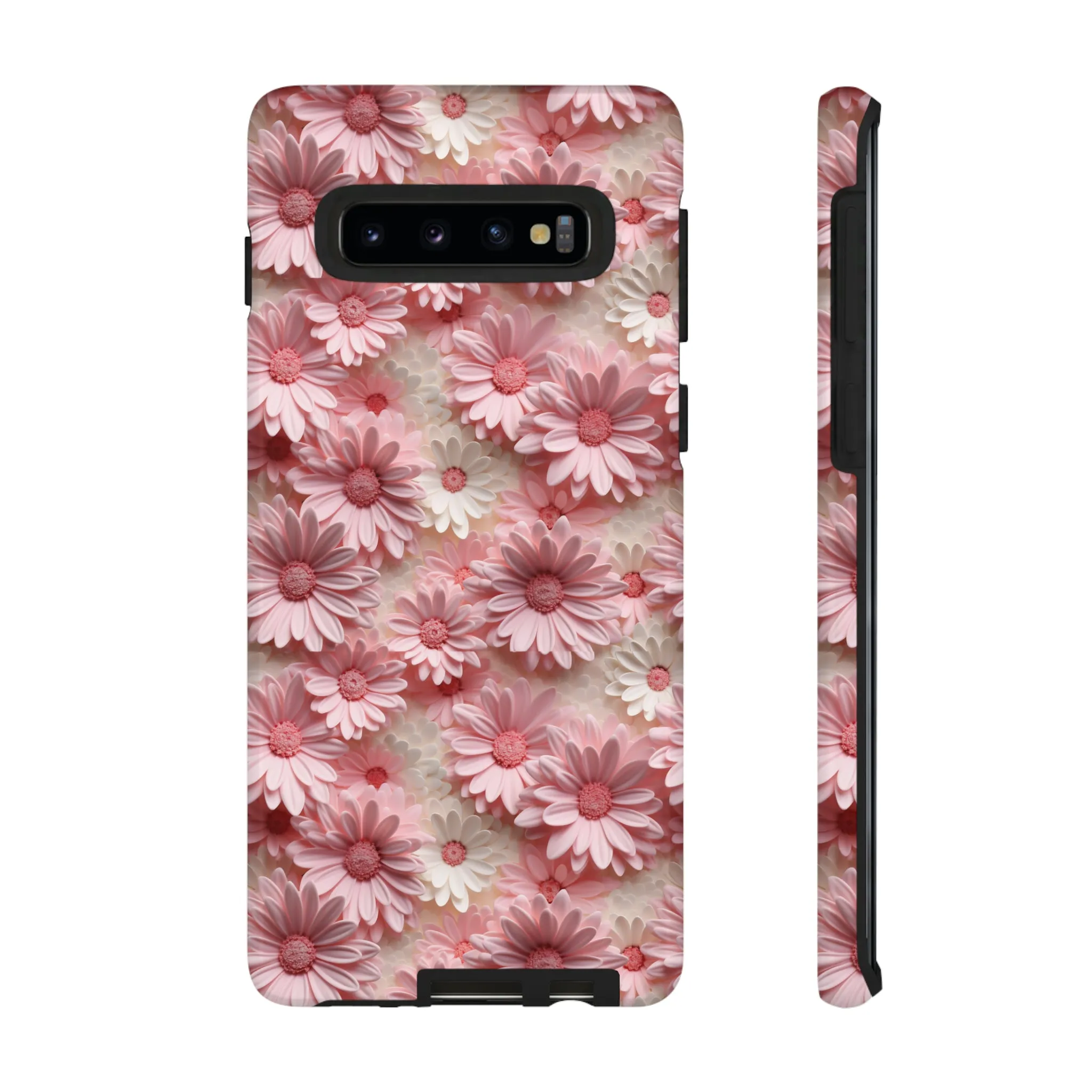 3D Pink and White Daisies print design Tough Phone Case compatible with a large variety of Samsung models