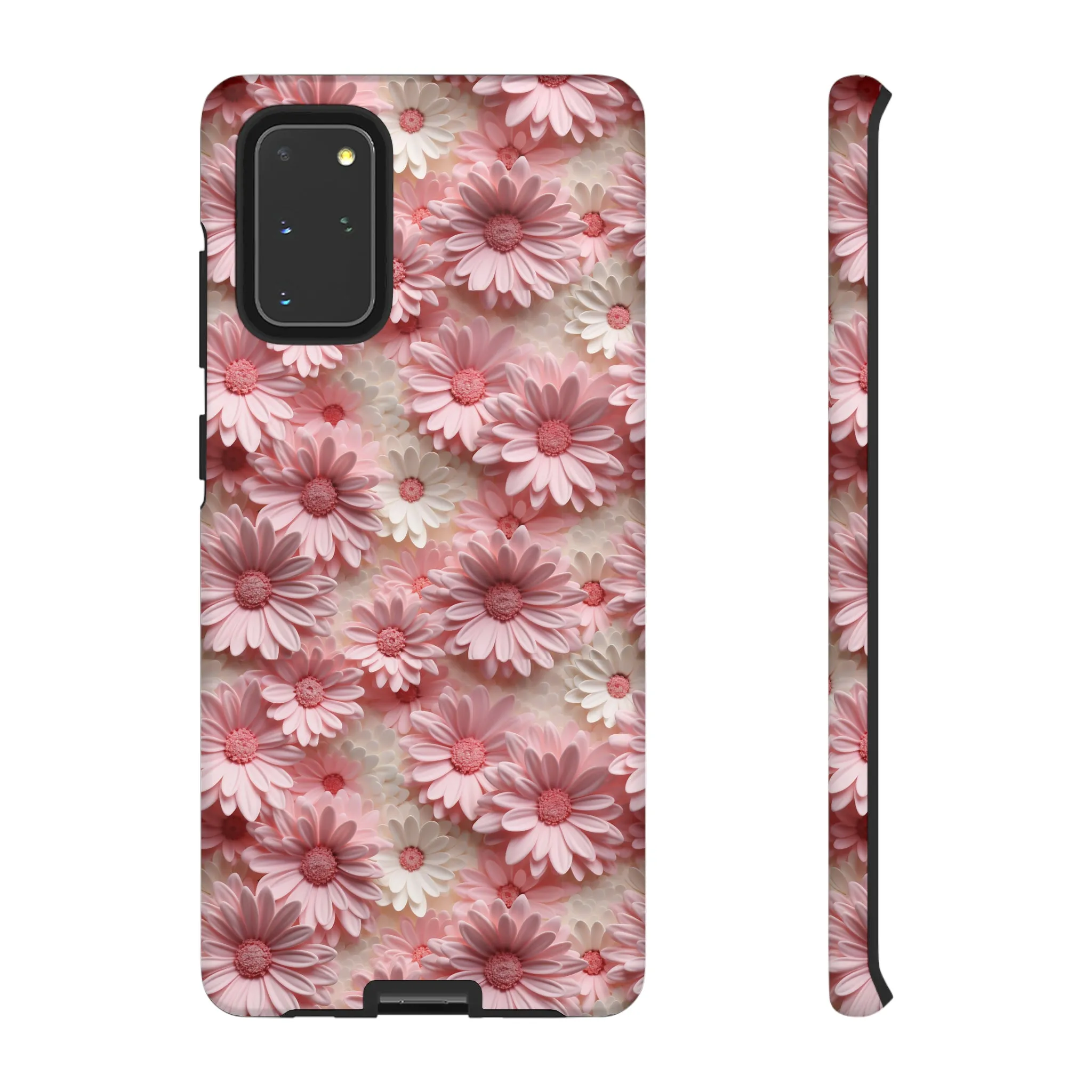 3D Pink and White Daisies print design Tough Phone Case compatible with a large variety of Samsung models