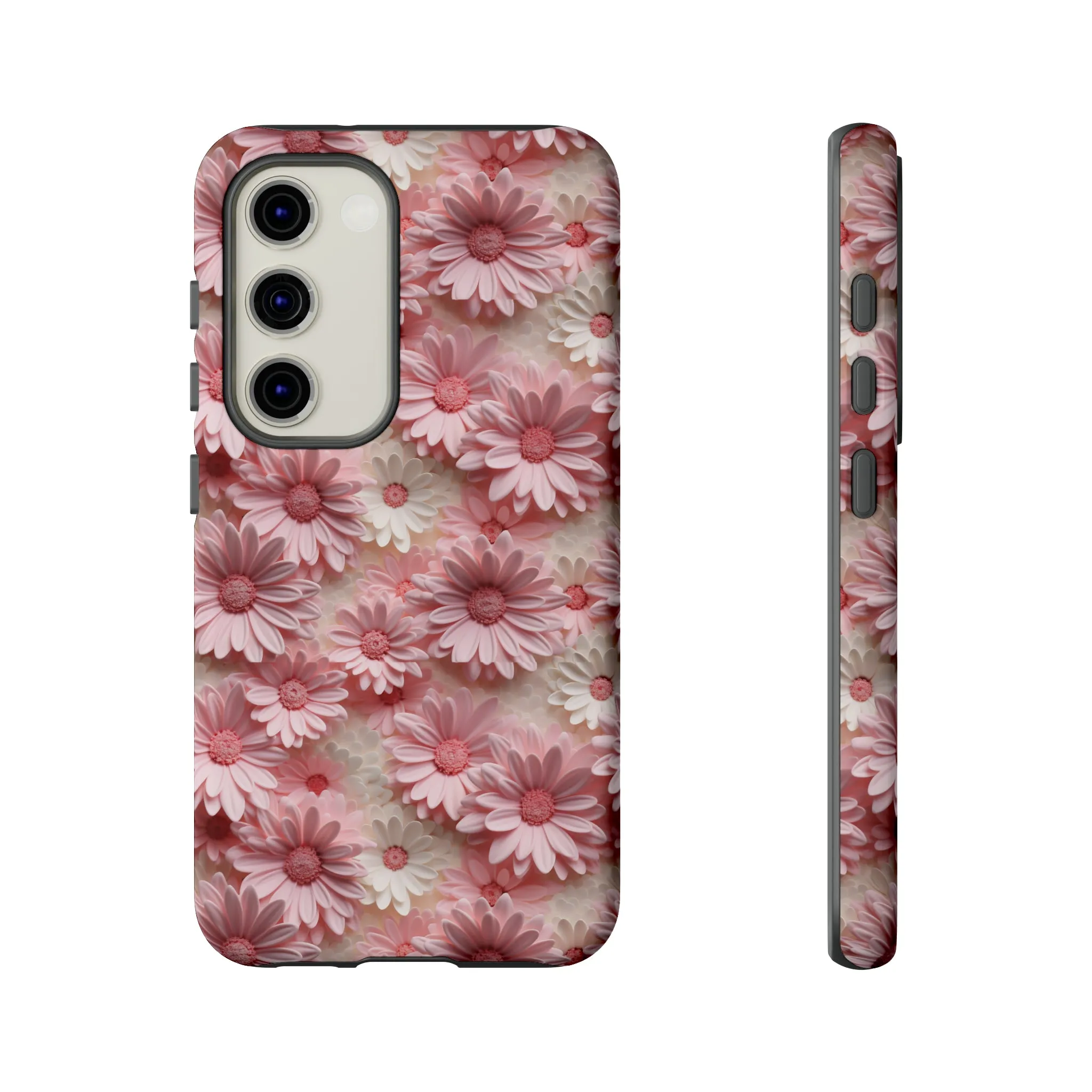 3D Pink and White Daisies print design Tough Phone Case compatible with a large variety of Samsung models