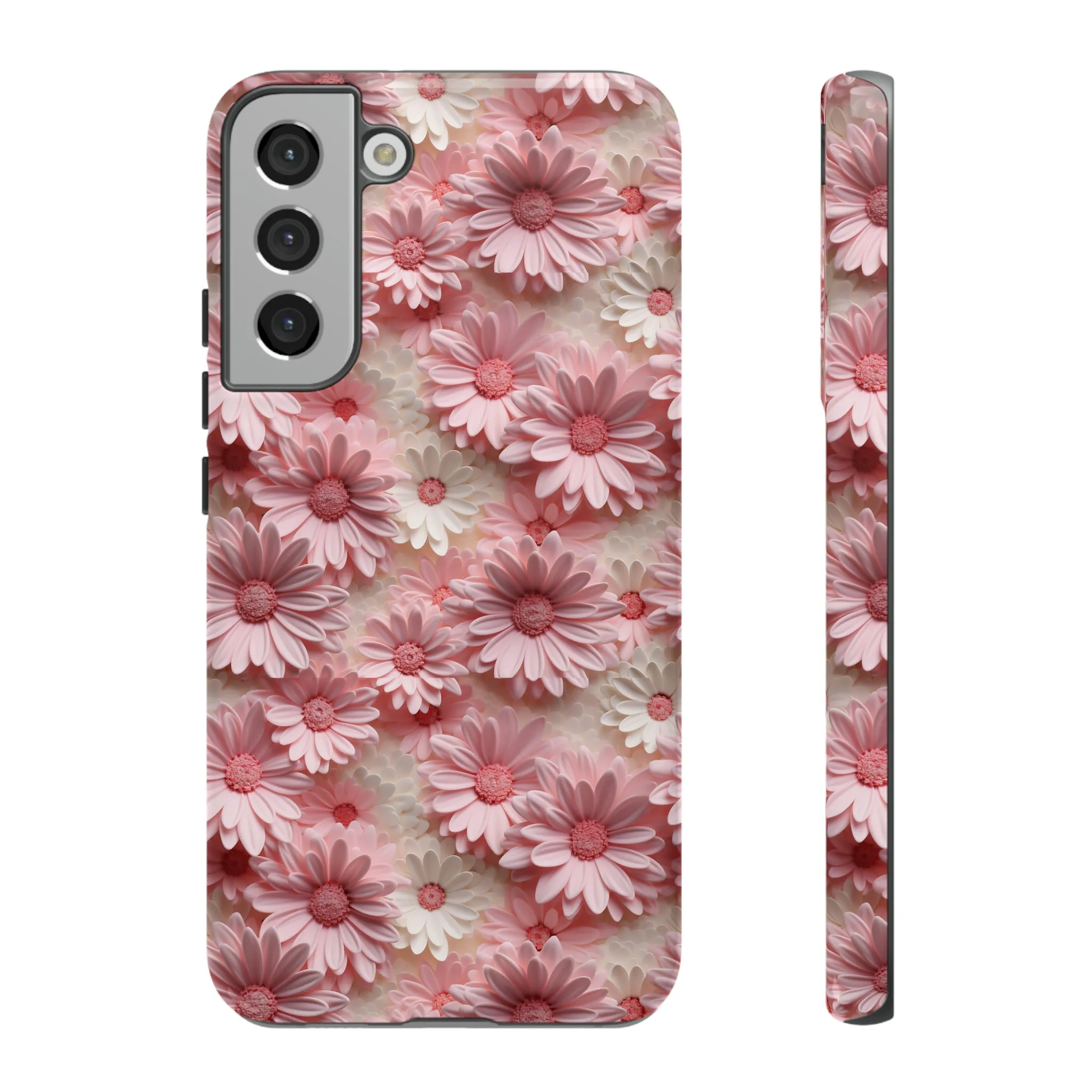 3D Pink and White Daisies print design Tough Phone Case compatible with a large variety of Samsung models