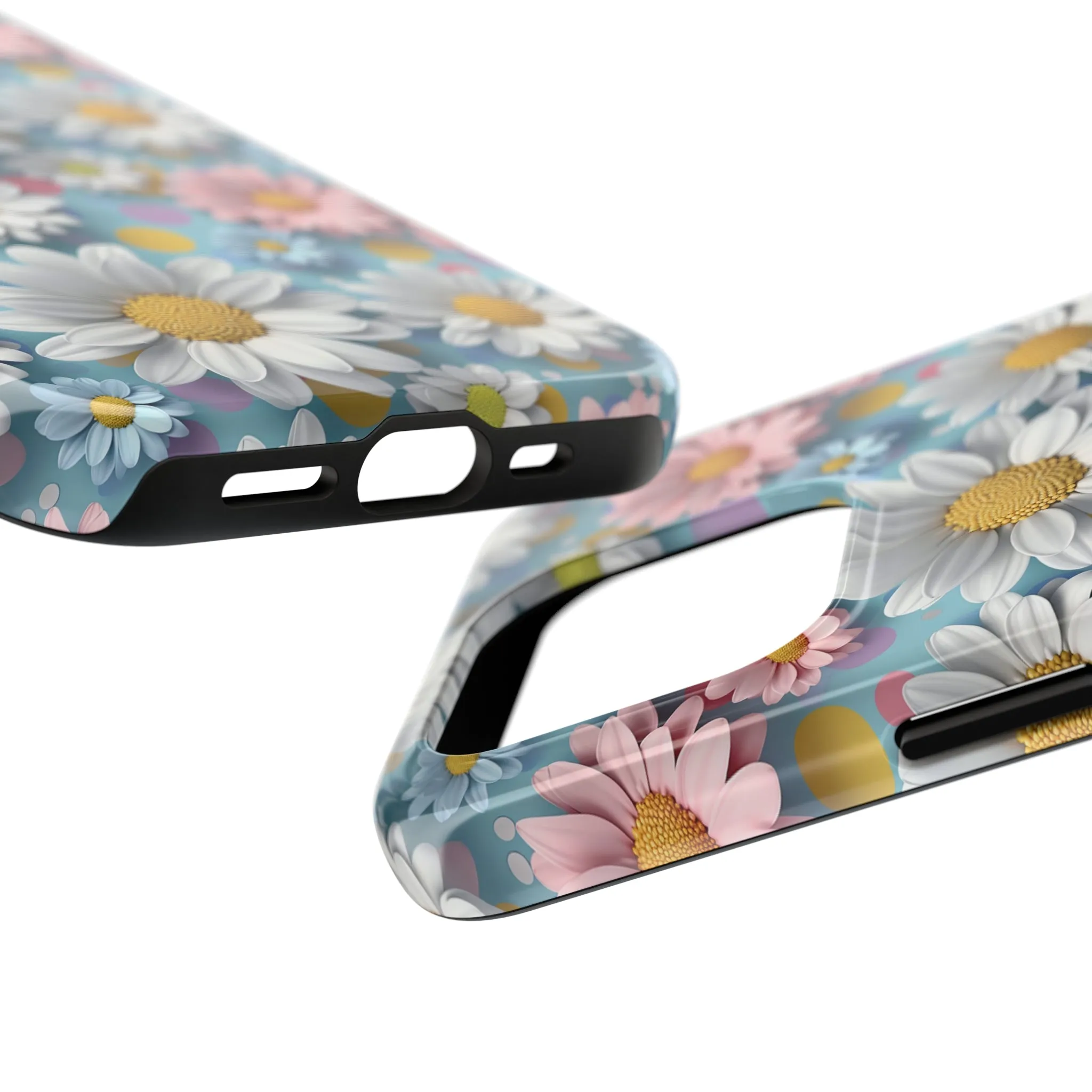 3D Spring Flowes and Polka Dots Digital print Design Tough Phone Case compatible with a large variety of iPhone models, Gift, Phone Case