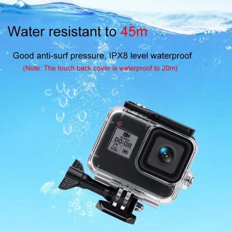 45m Waterproof Case   Touch Back Cover for GoPro HERO8 Black