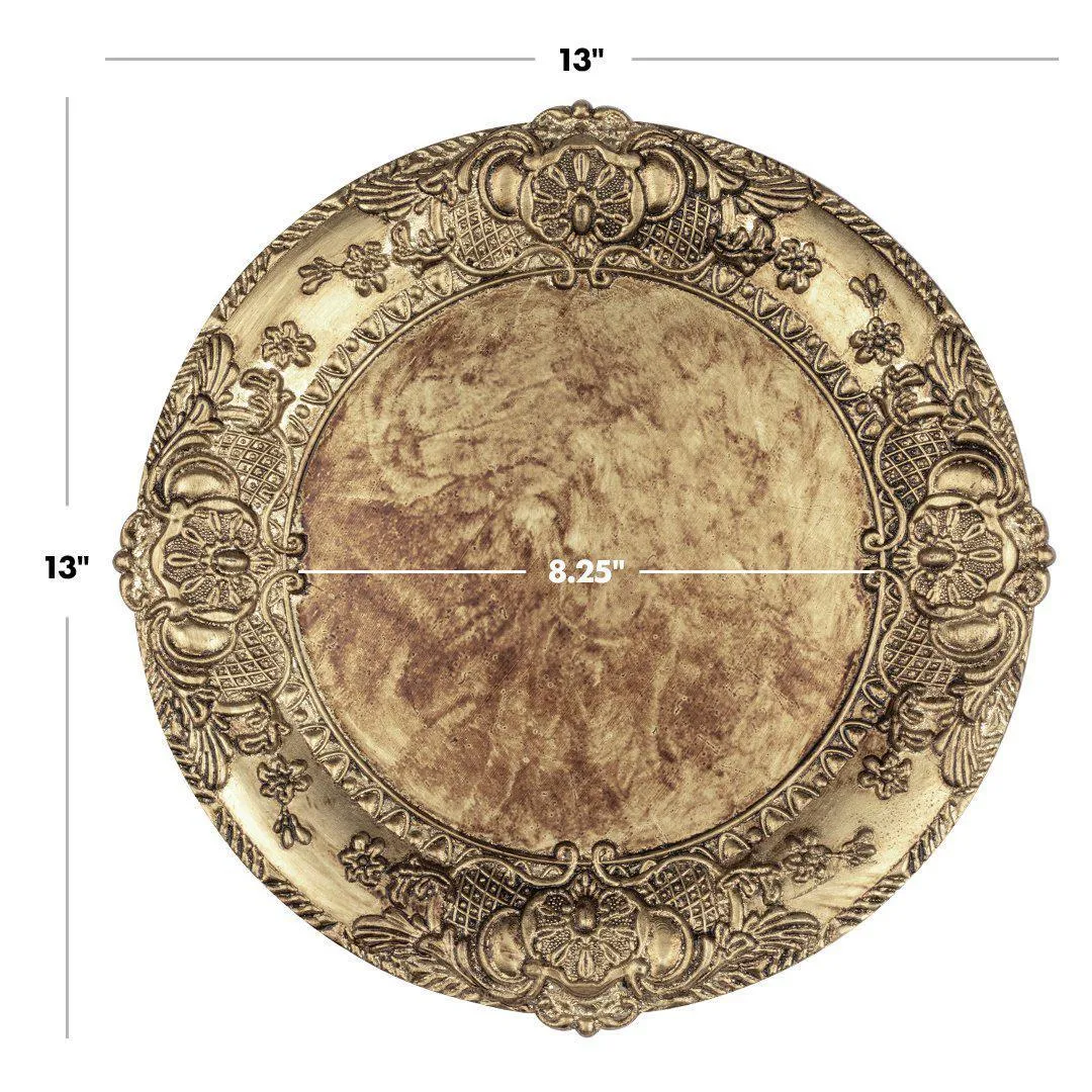 Acrylic Charger Plates Round Antique Embossed