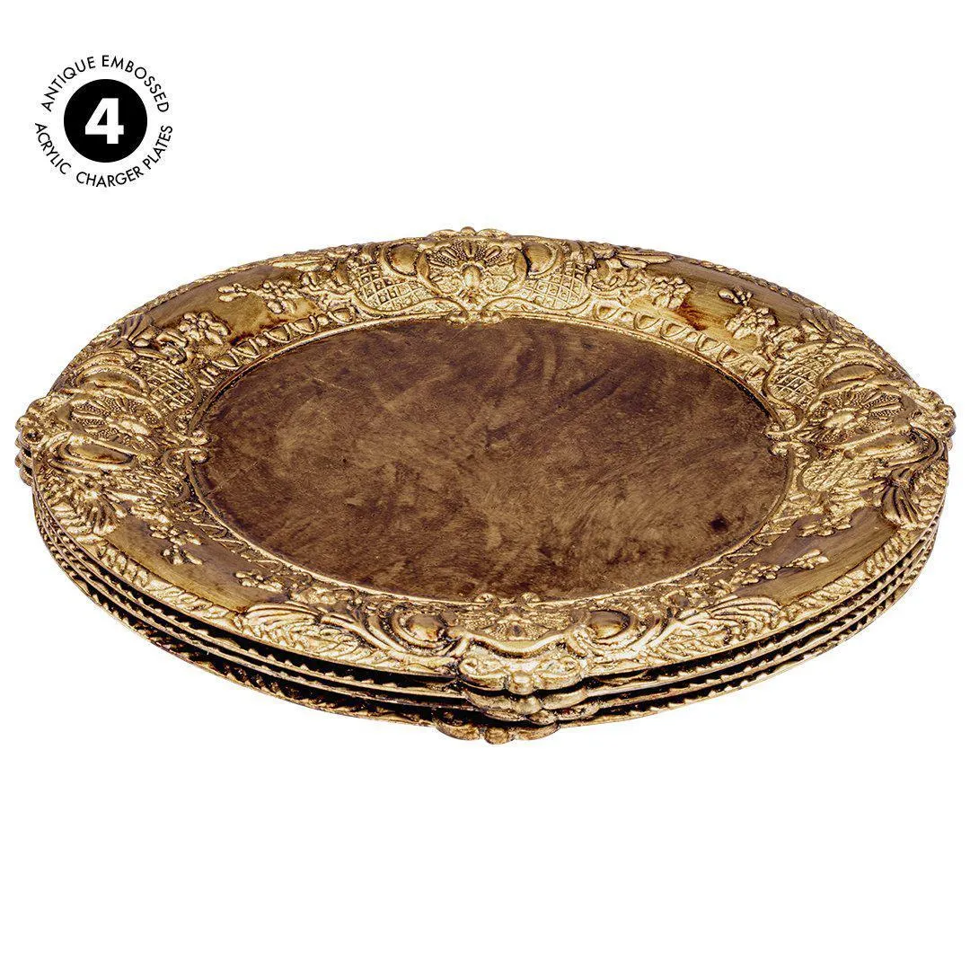 Acrylic Charger Plates Round Antique Embossed