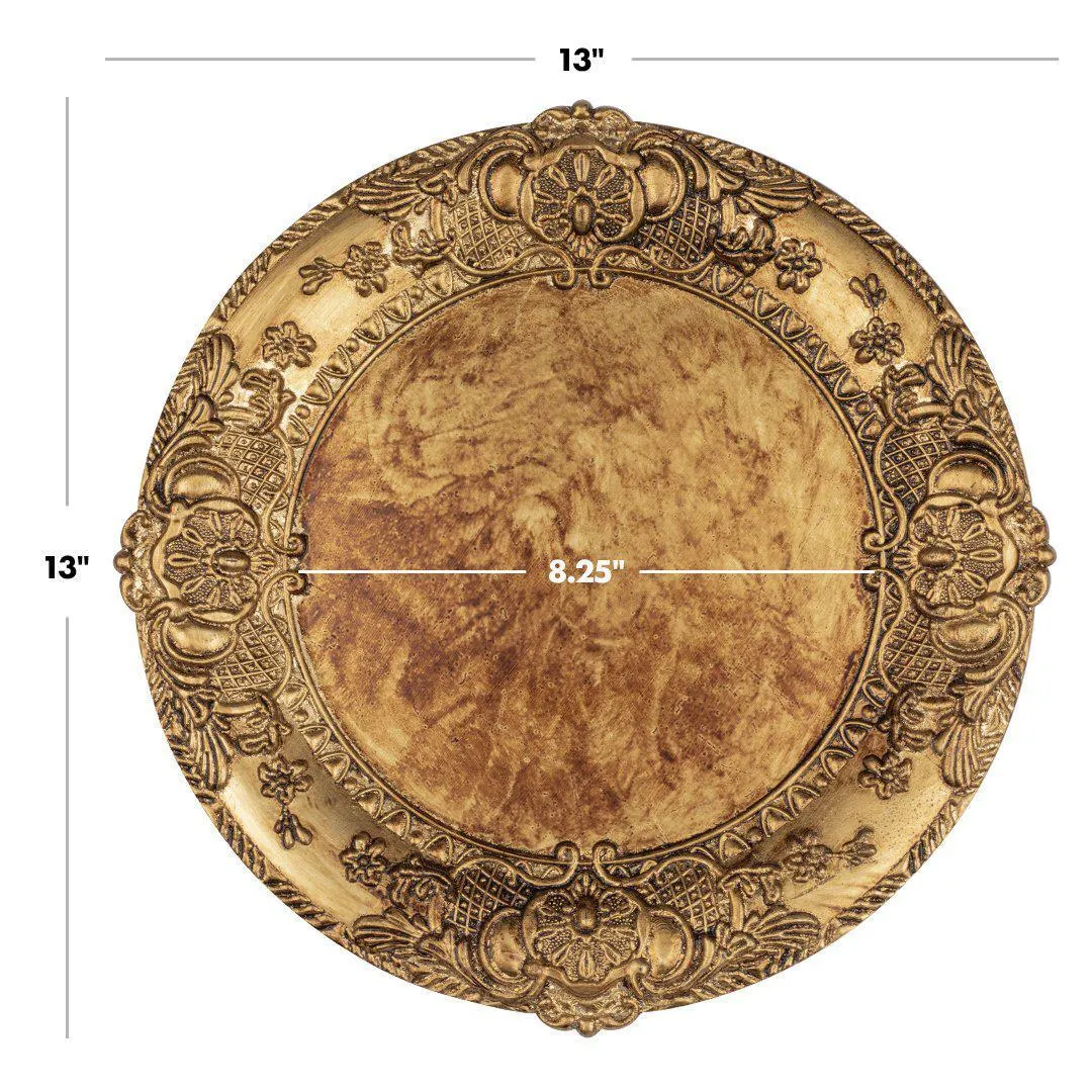 Acrylic Charger Plates Round Antique Embossed