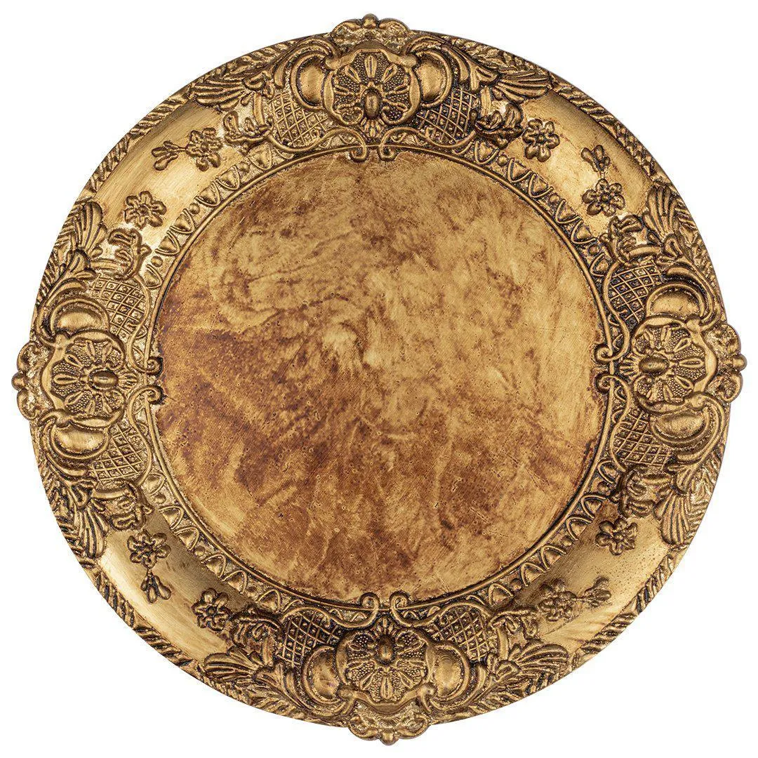 Acrylic Charger Plates Round Antique Embossed