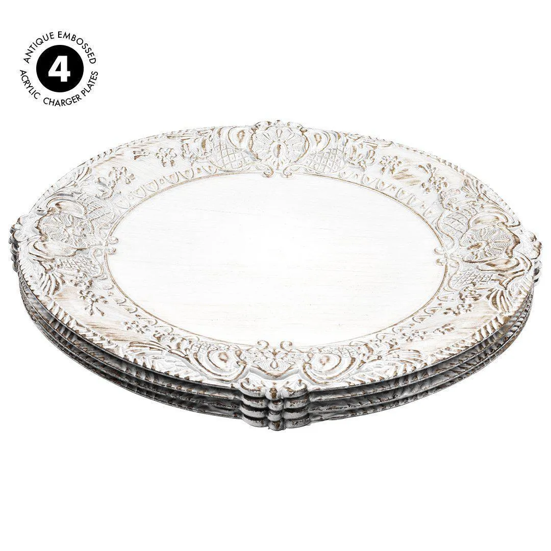 Acrylic Charger Plates Round Antique Embossed