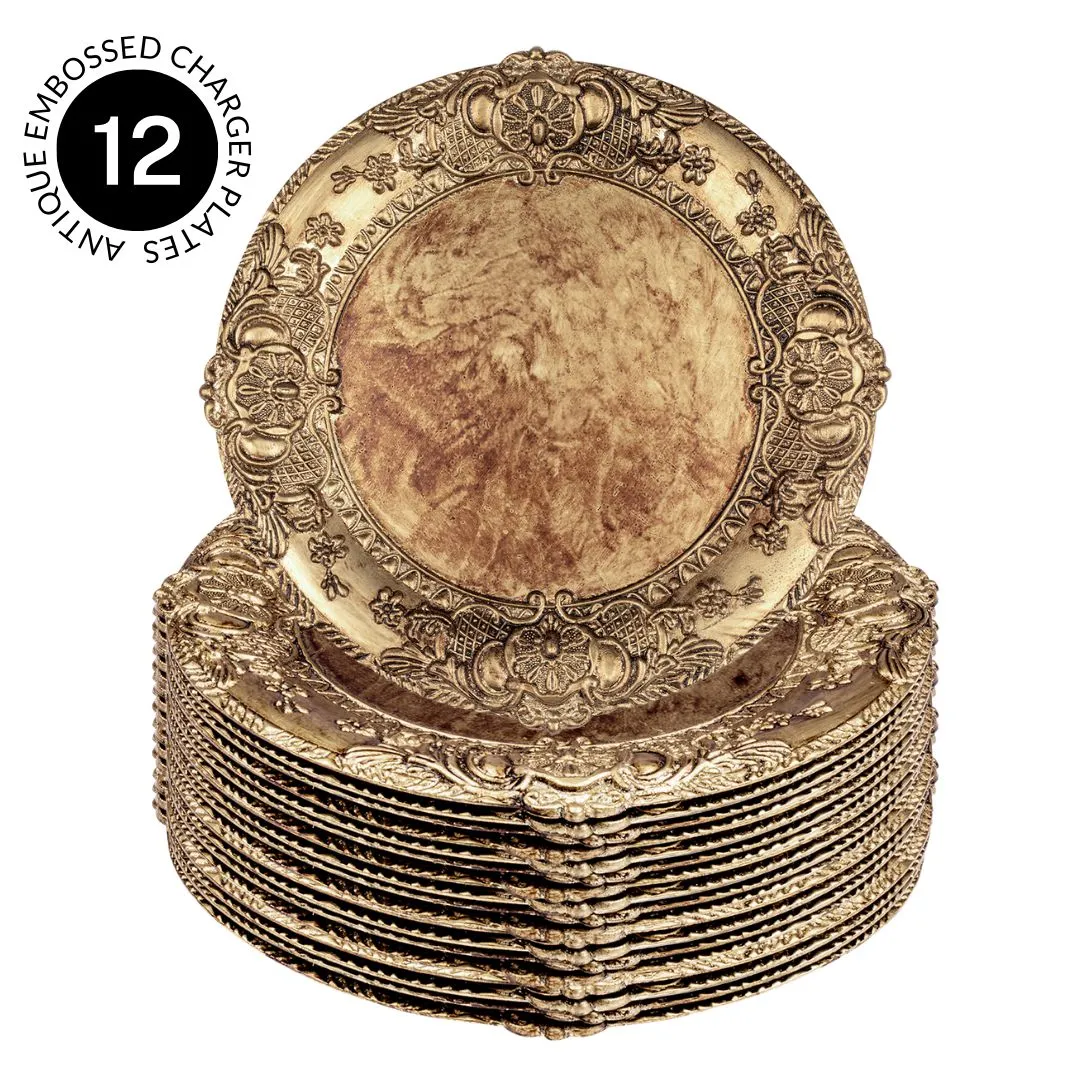 Acrylic Charger Plates Round Antique Embossed