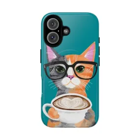 Adorable Kitten Phone Case with Coffee Cat Painting