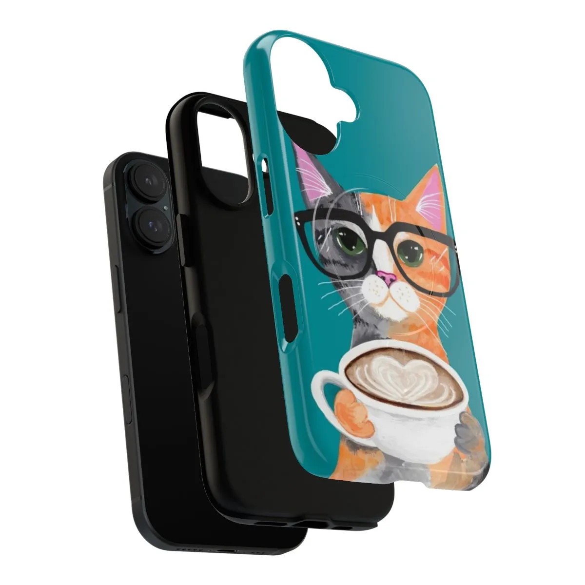 Adorable Kitten Phone Case with Coffee Cat Painting