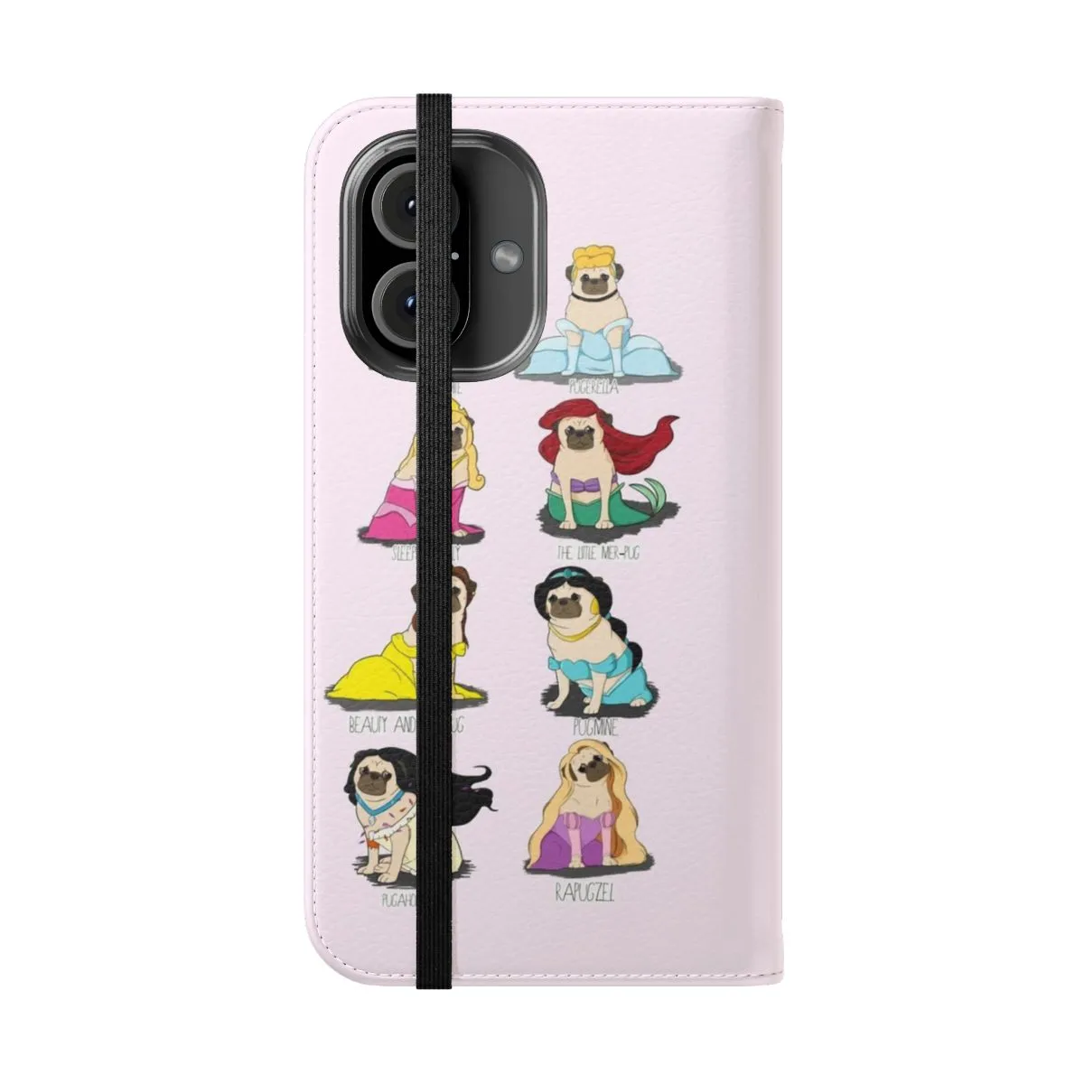 Adorable Pug Princess Themed Flip Cover Phone Case