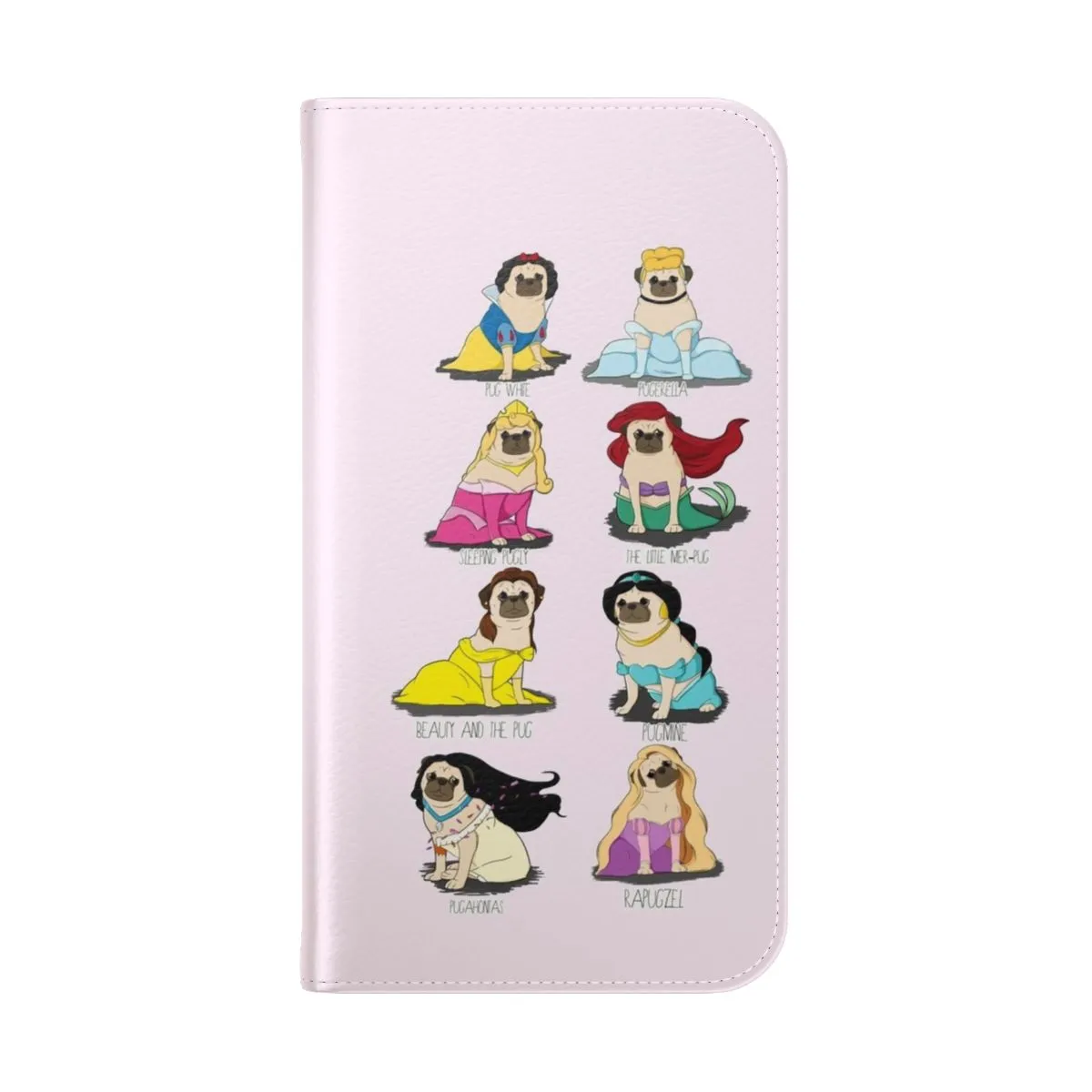 Adorable Pug Princess Themed Flip Cover Phone Case