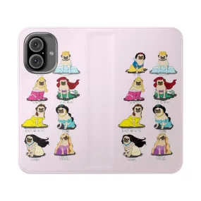 Adorable Pug Princess Themed Flip Cover Phone Case