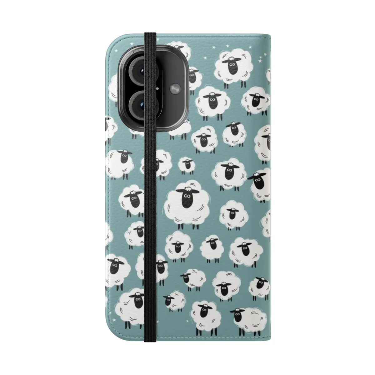 Adorable Sheep Flip Cover Phone Case - Flock of Sheep Design