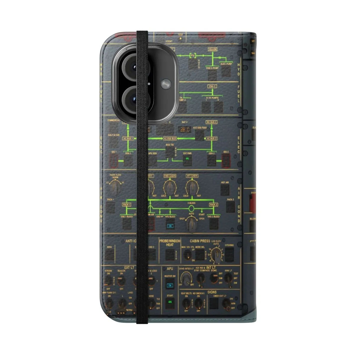 Airbus Overhead Panel Art Flip Cover Phone Case for A320 Neo, A319, A321, A330