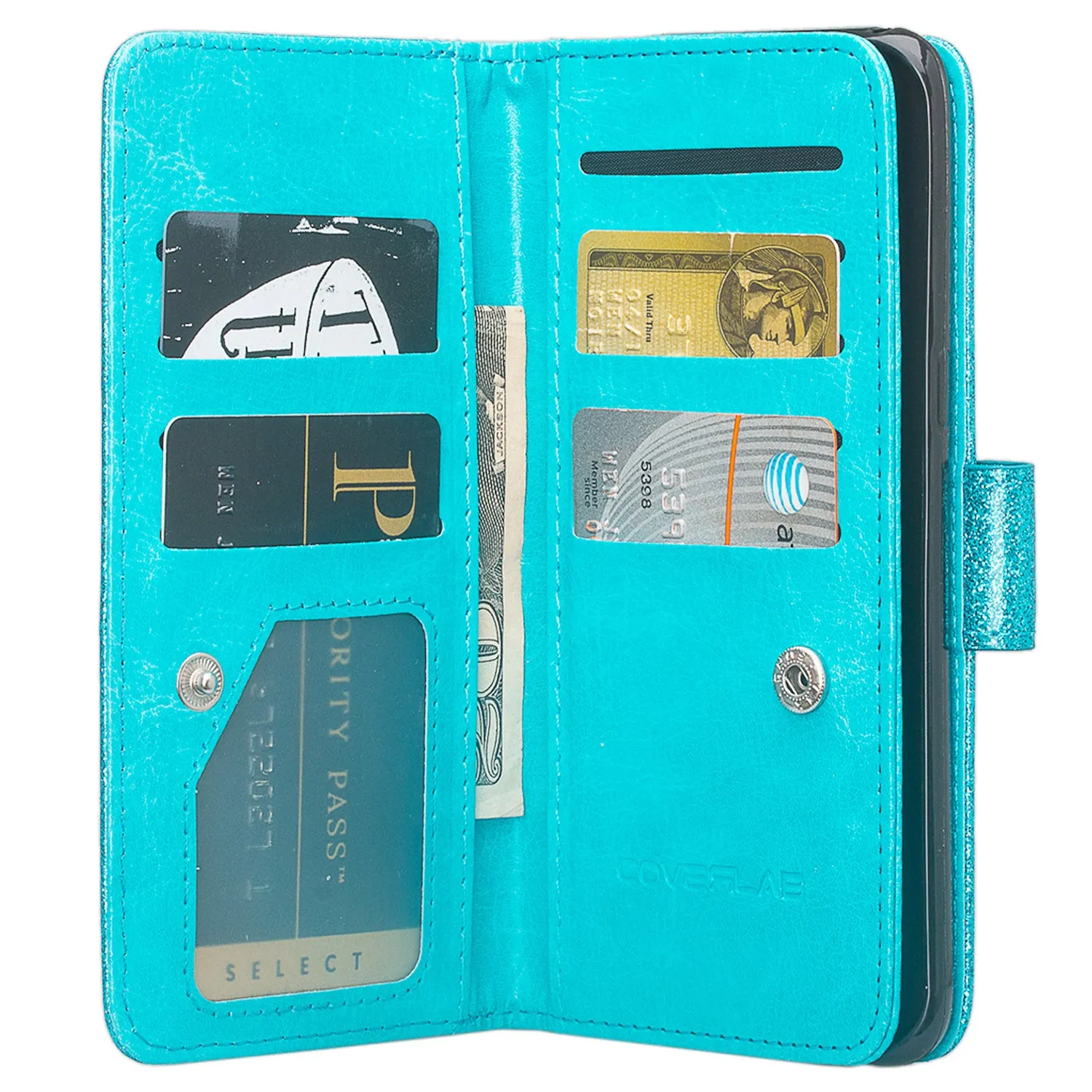 Apple iPhone 11 Pro Case, iPhone 11 Pro Case, Glitter Faux Leather Flip Credit Card Holder Wrist Strap Shockproof Protective Wallet Case Clutch for iPhone 11 Pro - Teal