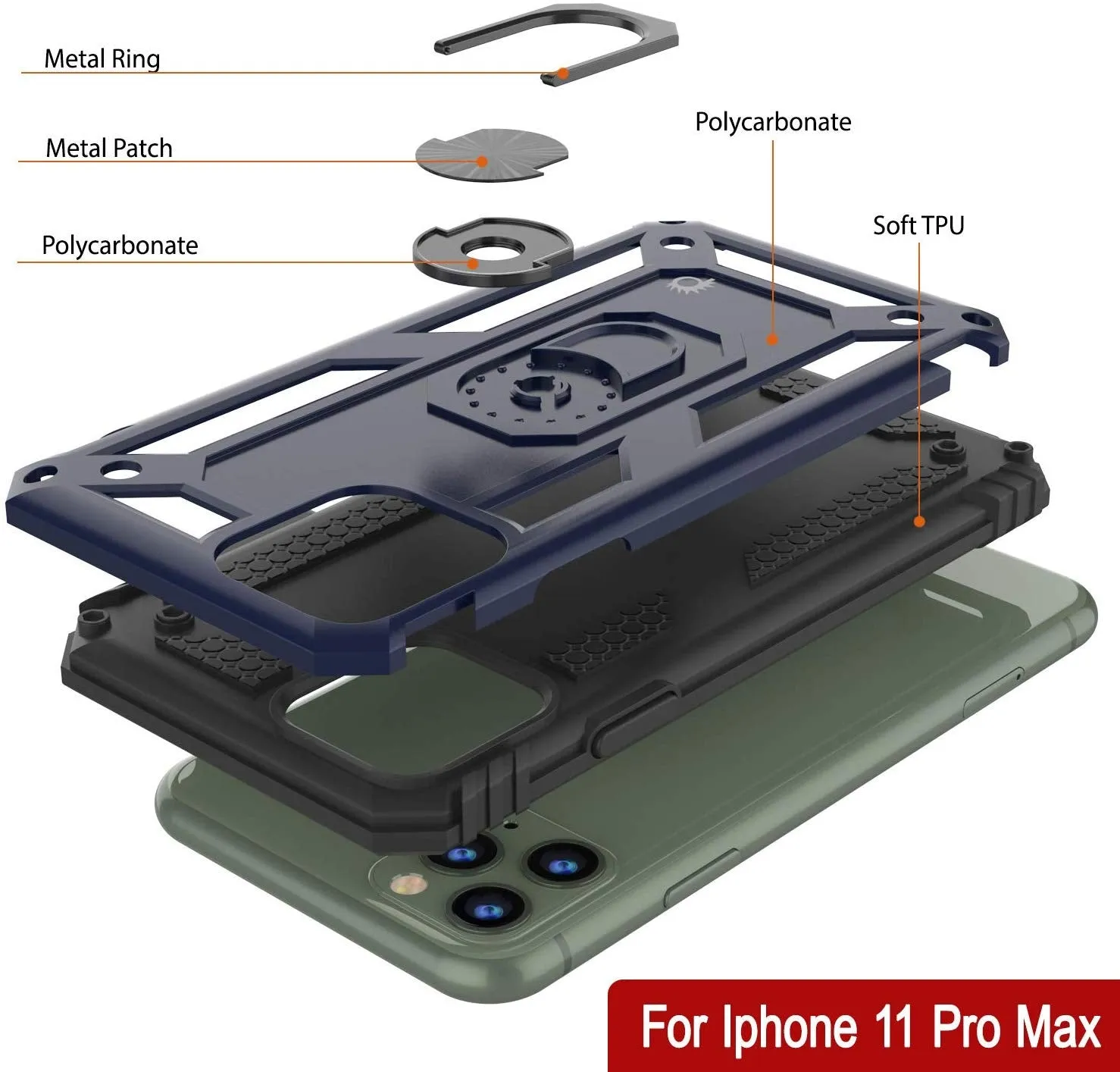 Apple iPhone 11 Pro Max Punkcase ArmorShield Military Style Case Navy-Blue