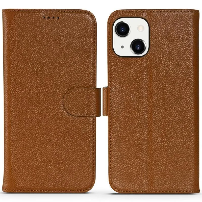 Apple iPhone 12 Mini Genuine Leather Flip Folio Book Wallet Case