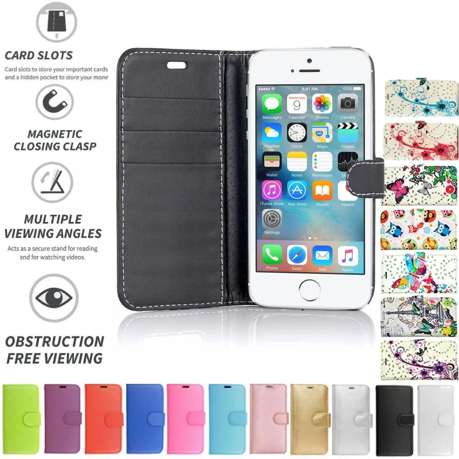 Apple iPhone 5C Flip Folio Book Wallet Case