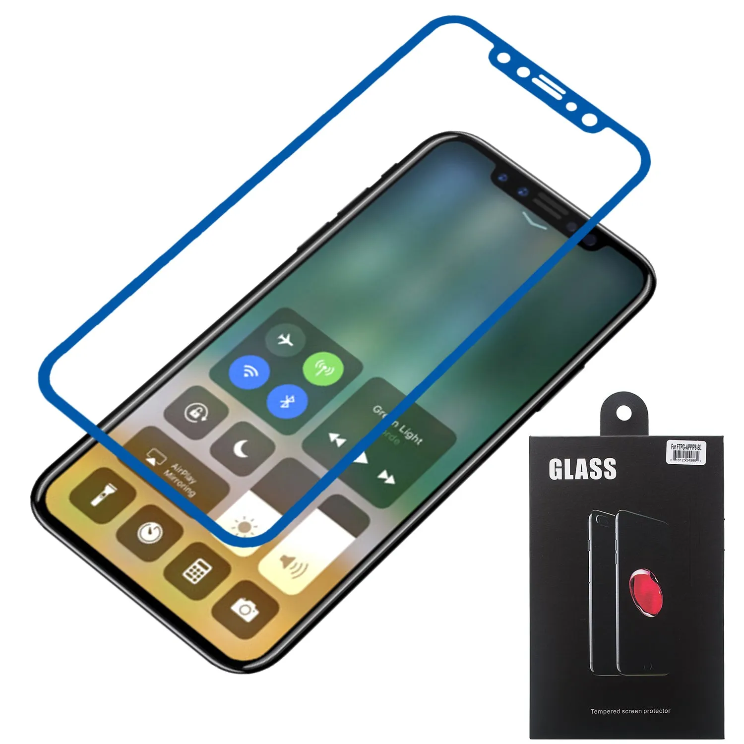 Apple iPhone X | iPhone Ten Premium HD Full-Screen Tempered Glass Ultra Thin Scratch Free Screen Protector - Blue