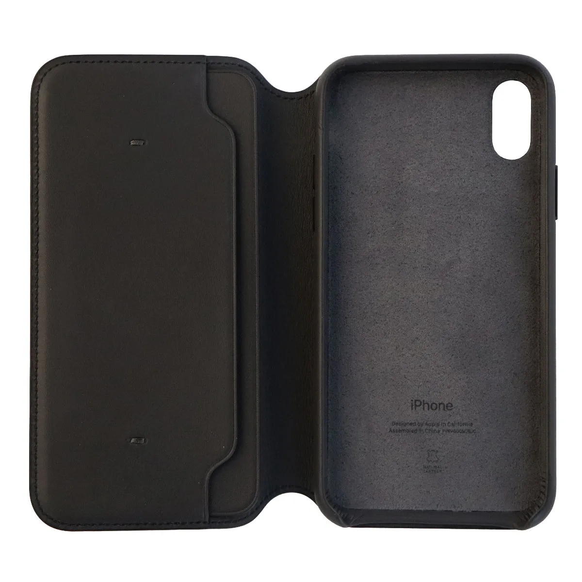 Apple Leather Folio Case Cover for Apple iPhone Xs/X - Black Leather