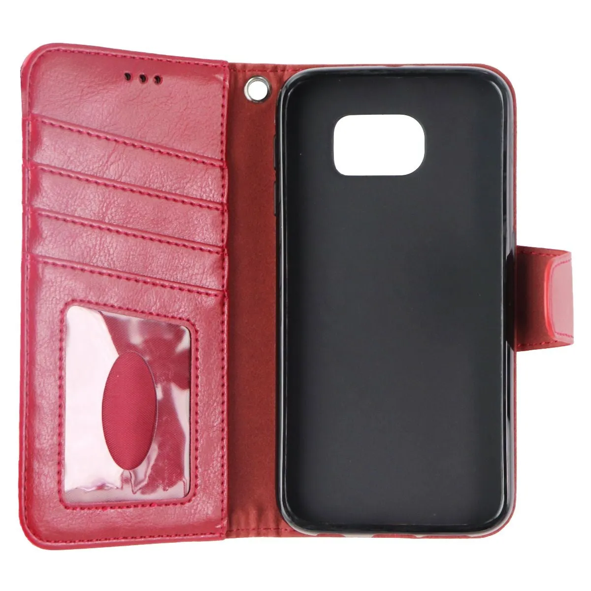 ARAE Leather Wallet Case for Samsung Galaxy S6 Smartphone - Wine Red