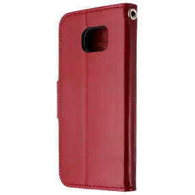 ARAE Leather Wallet Case for Samsung Galaxy S6 Smartphone - Wine Red